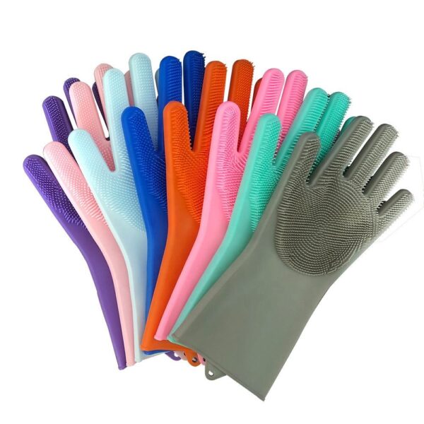 01 Pair of Household Non slip Magic Reusable Silicone Kitchen Cleaning Dishwashing Dish Washing Gloves